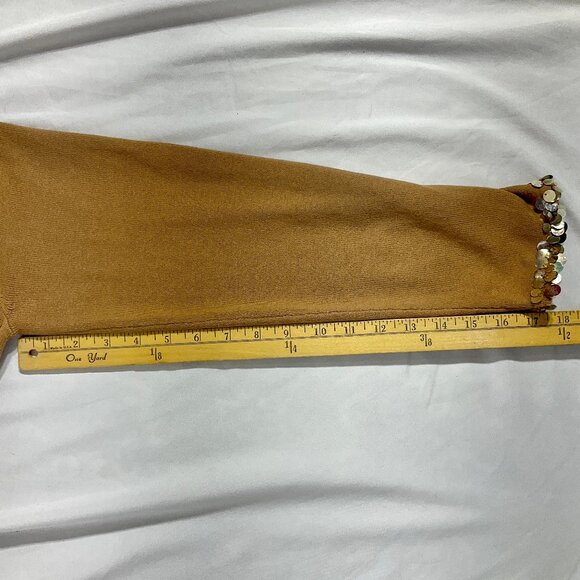 Camel Twinset with Sequins Sz Med - Picture 13 of 14